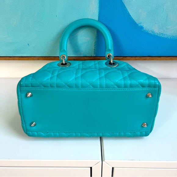 RARE Turquoise Medium Lady Dior in Vintage Style Christian Dior Lambskin - Picture 6 of 16